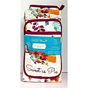 Pioneer Woman Sweet as Pie Willow Kitchen Apron Gift Set Oven Mitt Potholder NEW